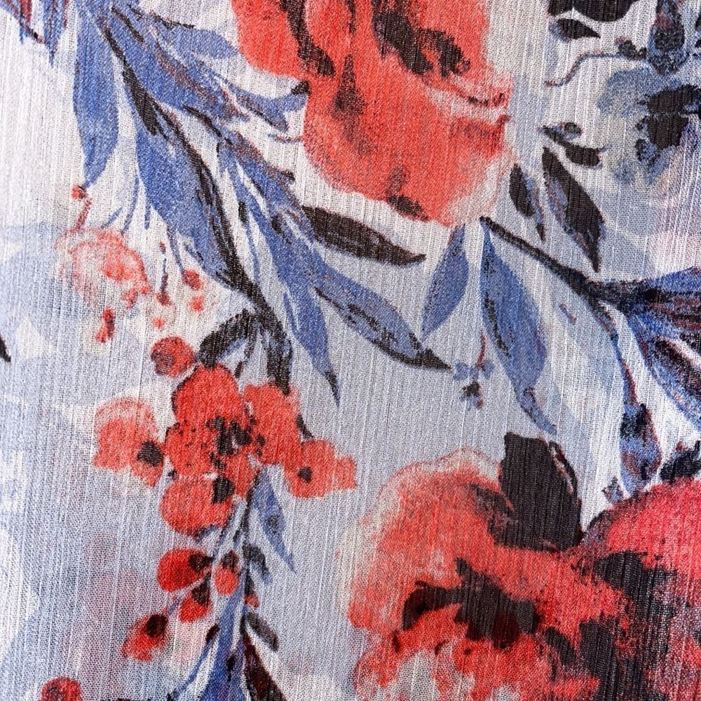 •KUT FROM THE KLOTH•WHITE SHEER FLORAL BUTTON UP CONVERTIBLE SLEEVE BLOUSE MED. - Picture 10 of 10